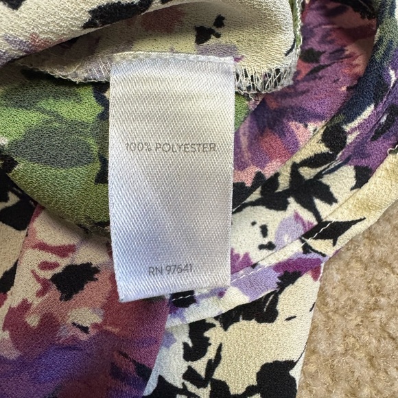 J Jill Shirt Women's Large White Black Purple Floral Button Up Top Colorful - Picture 3 of 5